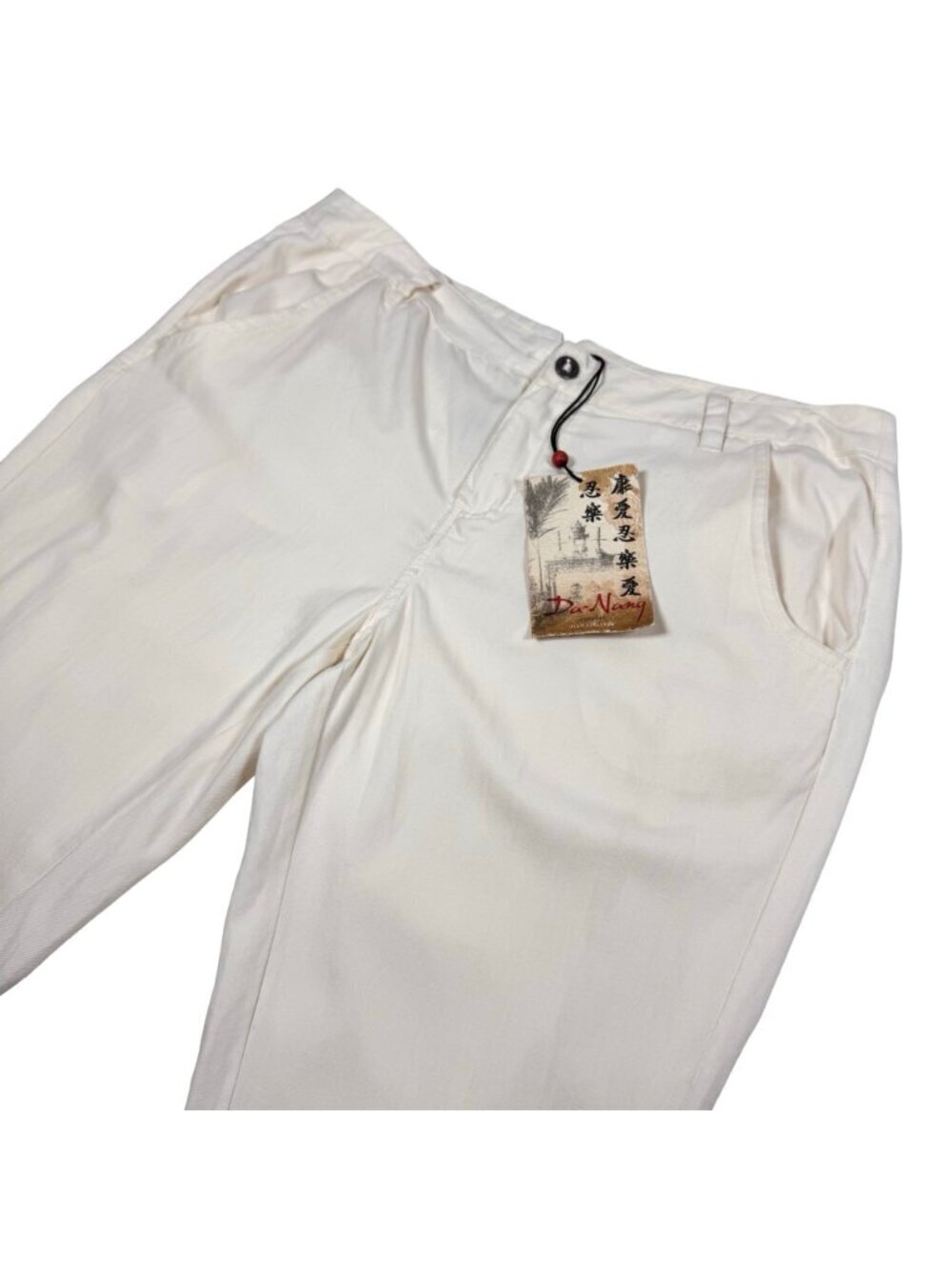 NWT Vintage Y2K Da-Nang Capri Pants Sz L Ivory Silk Cotton Blend Rare - Picture 2 of 16